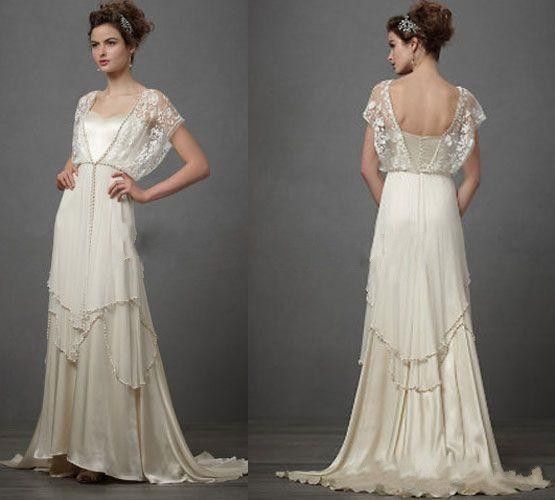 Acheter 1920 Vintage Deane Lita Robes De Mariée Avec Manches 2018 Modeste  Fée Dentelle En Mousseline De Soie Col V Pleine Longueur Robe De Mariage De  121,17 € Du Freehongna_dress | Fr.DHgate.Com