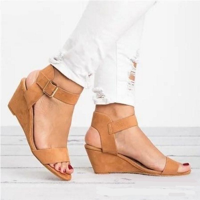 Acquistare Sandali Con Zeppa Piattaforma Zeppa Scarpe Con Cinturino Fibbia  Donna Scarpe Casual Estive Donna Peep Toe Infradito Pantofola Taglia 34 43  Economico | Consegna Veloce E Qualità | It.Dhgate