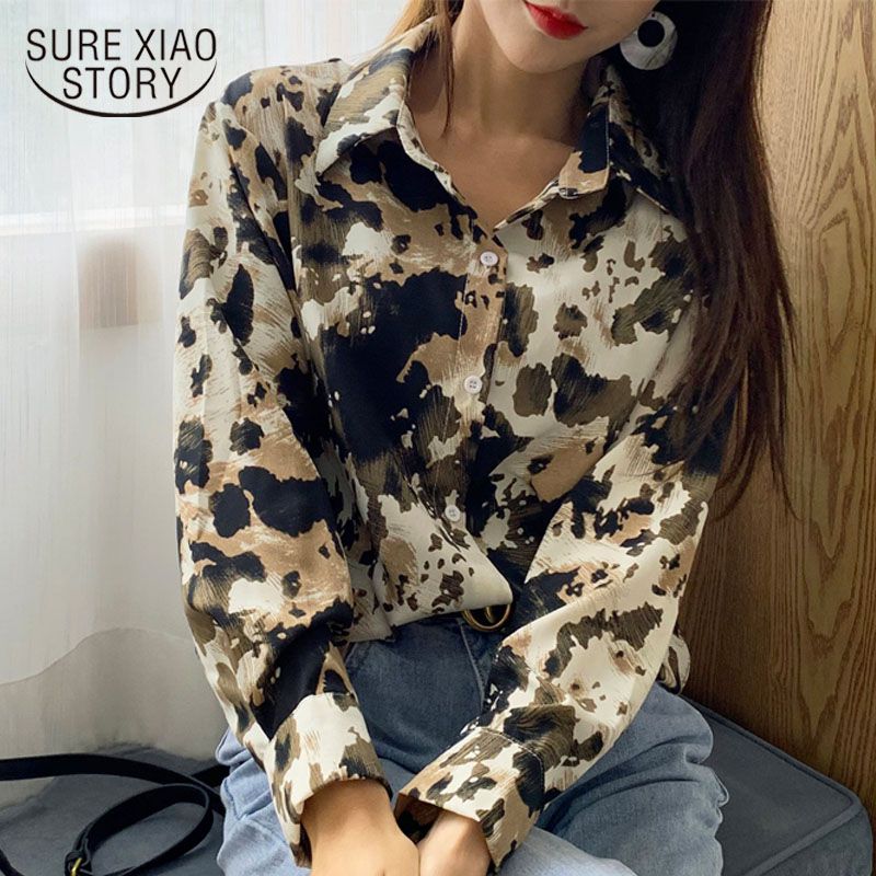 Compra Blusas De Las Mujeres Camisas 2021 Primavera Impresión Vintage  Mujeres De Manga Larga Tinta Smudge Manchas De Gasa Moda Suelta Cardigan  Tops Tops Ropa Blusas 9148 50 Barato | Entrega Rápida
