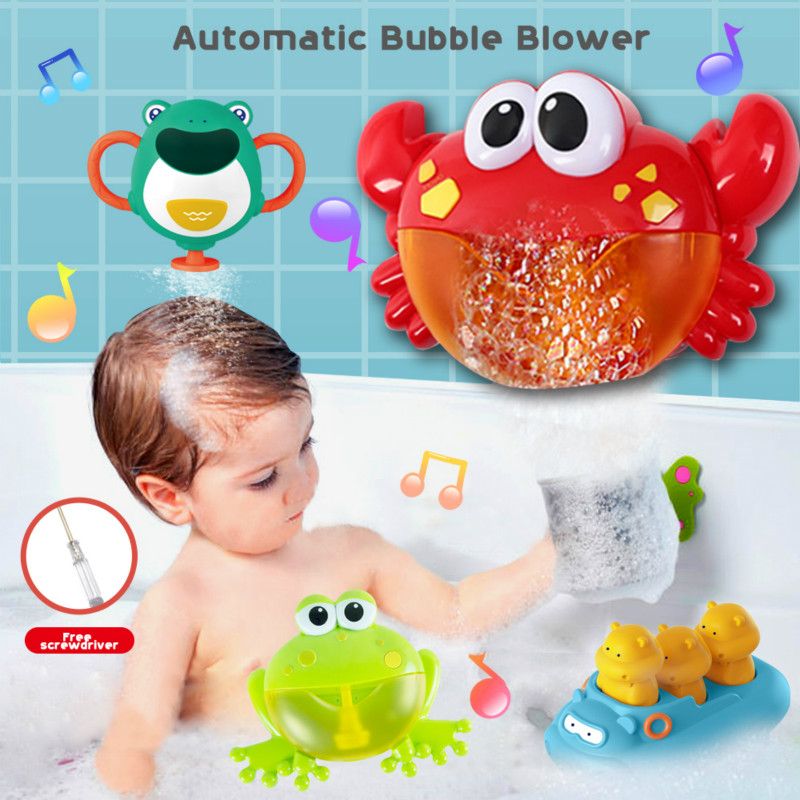 bubble blowing frog bath toy