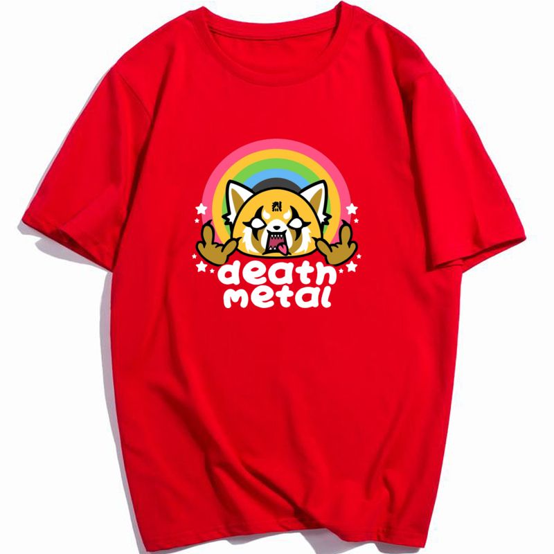 Aggretsuko Retsuko Mens Cotton Mens Crew Adult T-Shirt Black Aggretsuko Retsuko Mens Cotton Mens Crew Adult T-Shirt Black