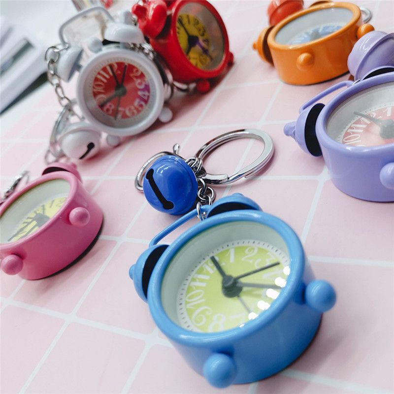 Lovely Clock Design Keychain Cute Novelty Ring Child Toy Mini Gift Sound Quarter Bell