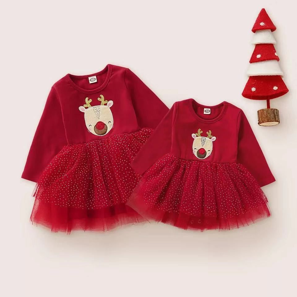 2020 Newborn Baby Christmas Dress Girls Baby Kids Fashion Long Sleeve
