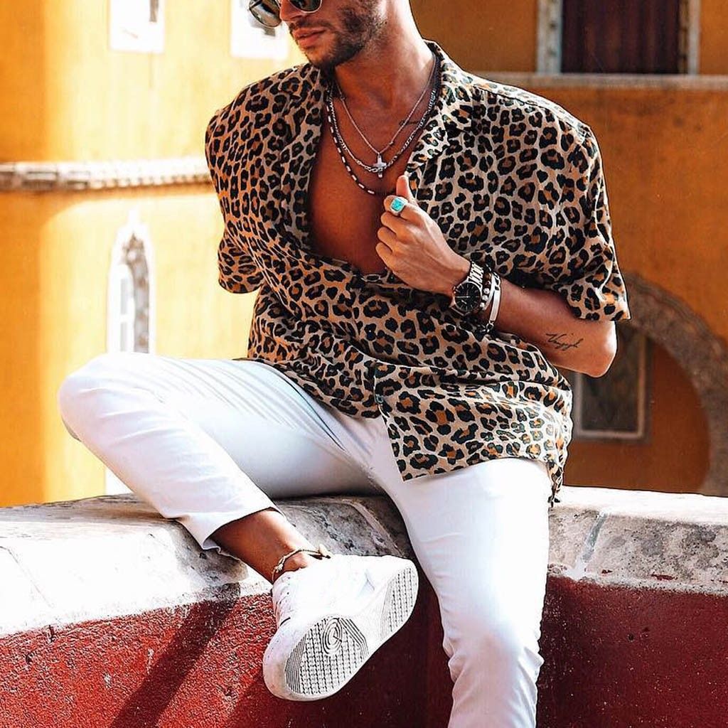 camisa leopardo homem
