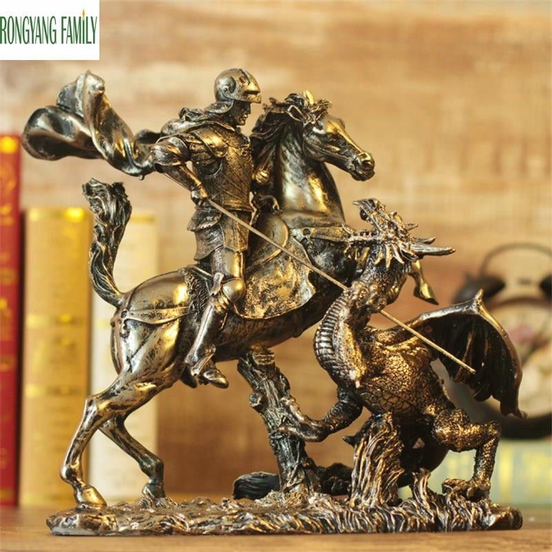 Grosshandel Antike Romische Ritter Skulptur Europaische Retro Harz