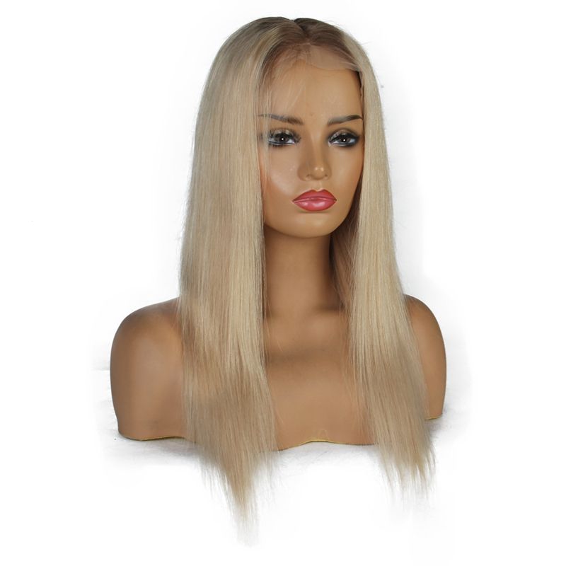 Ombre Platinum Blonde Wigs 8 60 Lace Front Human Hair Wigs For