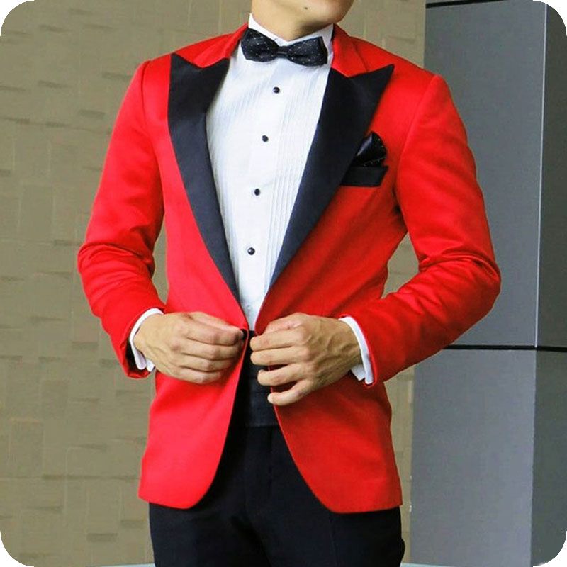 Compra Enarbolado Negro De Solapa Rojo Del Boda Del Novio Del Smoking De  Los Hombres Se Adapta Al Desgaste Del Partido De Baile Hombre Blazer Novio  Traje Hombre Trajes Hombre Delgado Terno
