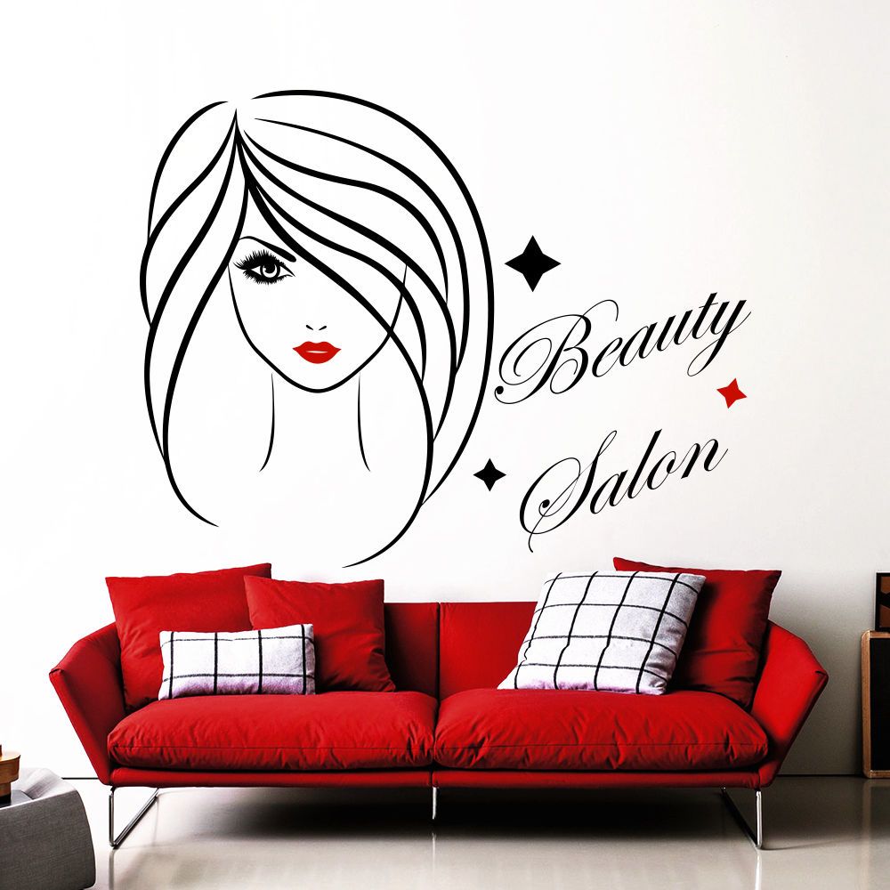 Beauty Salon Wall Decal Fashion Girl Decal Sticker Interior Design Art Wall Stickers For Girls Room Home Decor Wallpapers Adhesive Wall Stickers