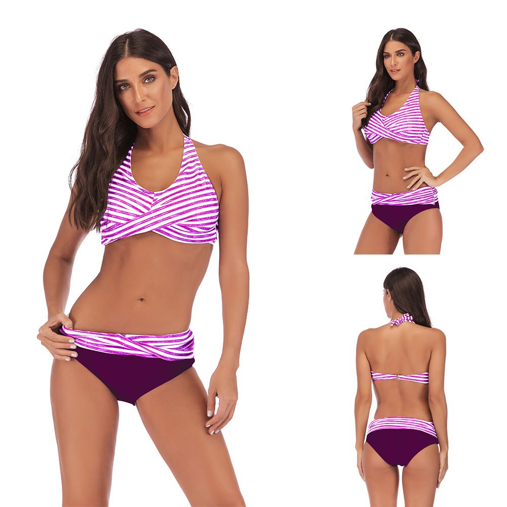 2019 Nueva Moda Tallas Grandes Bikini Set Acolchado De Baño De Rayas Traje De Baño Traje Baño Parte Superior Inferior S 5XL De 13,08 € | DHgate