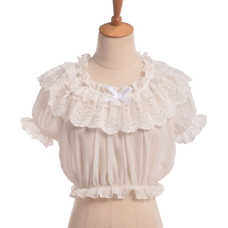 white frilly top