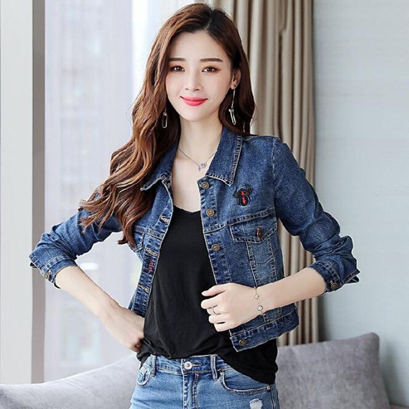 2019 Primavera Nuevas chaquetas y abrigos vaqueros de Ropa de vaquero Corta, delgada Chaqueta vaquera