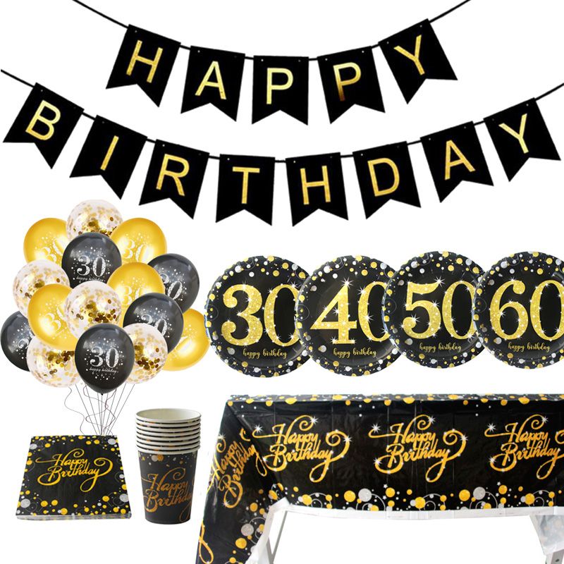 Event Amp Amp Holiday Diy Decorations Black Gold Party 30 40 50 60 Years Birthday Party Disposable Tableware 30th 40th Event Decor Supplies Event Decoration From Home Furnishing88 4 18 Dhgate Com