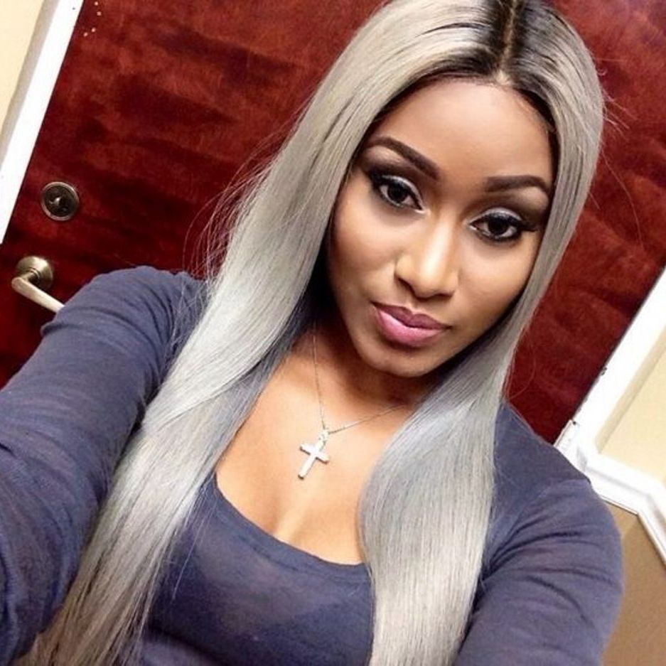 Mongolian Straight Lace Front Human Hair Wigs 1b/Grey Ombre Color Gray Wig with Baby Hair Pre Plucked Hairline Mongolian Straight Lace Front Human Hair Wigs 1b/Grey Ombre Color Gray Wig with Baby Hair Pre Plucked Hairline
