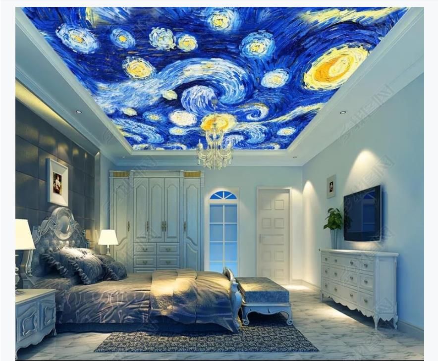 3D Zenith Mural Custom Photo Ceiling Wallpaper HD Van Gogh ...