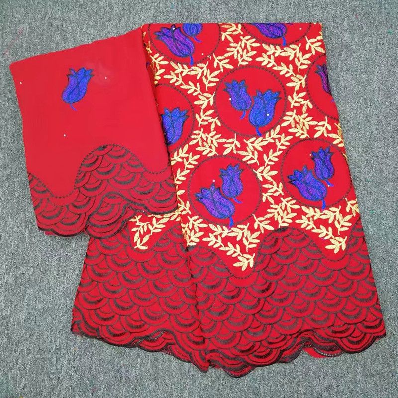 red cotton lace fabric