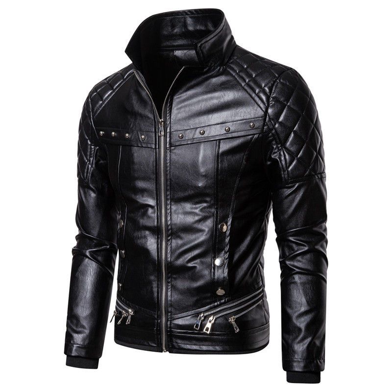 Compra Chaquetas De Cuero Desmontable Cuello De Piel Para Hombre Remache  Sólido Chaquetas Hombres De Color De Cuero Chaquetas Para Hombre Del Estilo  Punk Barato | Entrega Rápida Y Calidad | Es.Dhgate