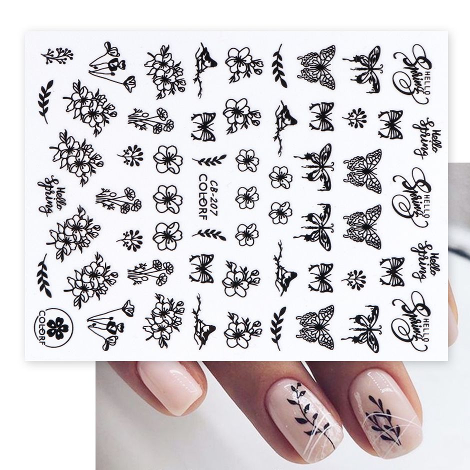 butterfly nail art sticker decals 3d black flying flower insect sliders for manicure design foil nails accessories chcb198 212 from daydaycame 0 31 dhgate com
