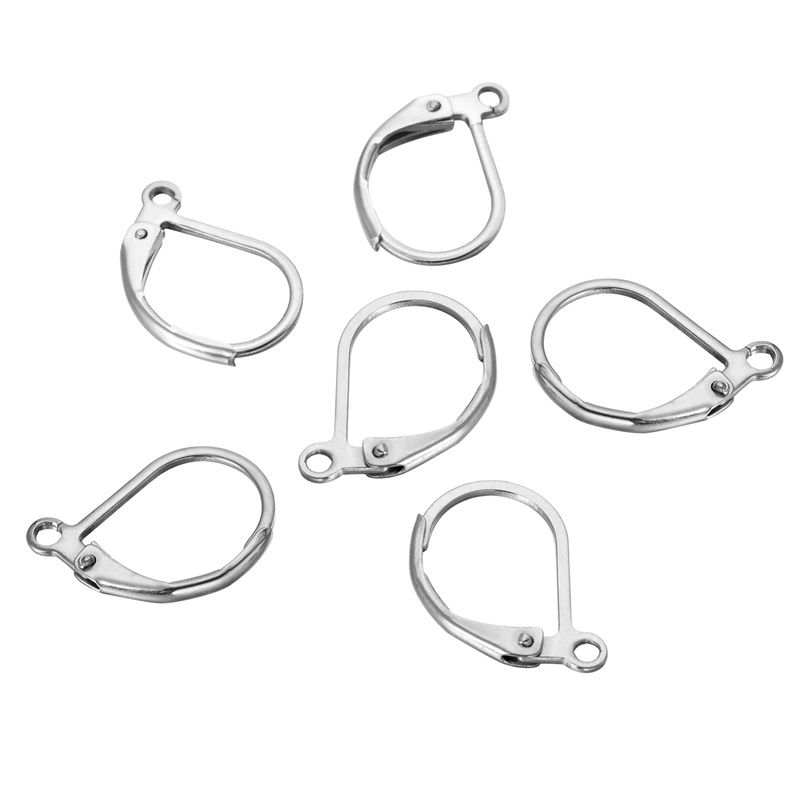 10PCS Stainless Steel Gold Plated Ear Wire Lever Back Open Loop French Earring Hook Jewelry 14.5mmx12mm