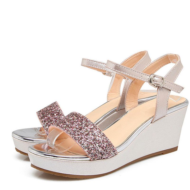pink glitter wedges