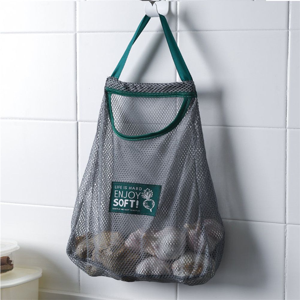 Reusable Kitchen Storage Bag Mesh Fruit Vegetable Garlic Onion Hanging Bag 6A
