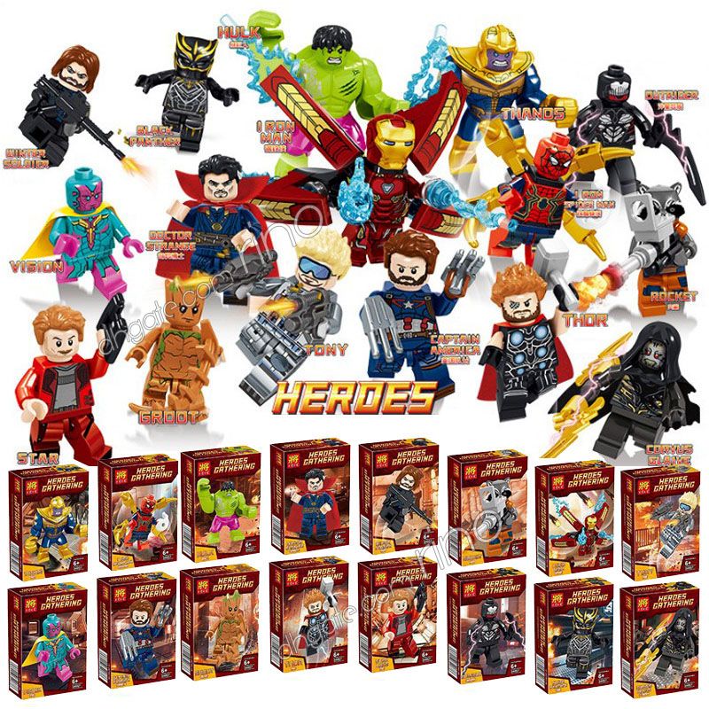 8 Stück The Avengers Baustein Iron Man Groot Minifiguren Spielzeuge Geschenk 