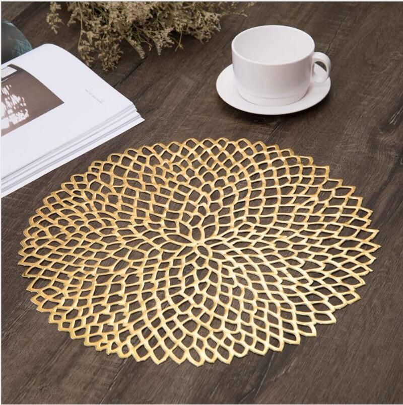 PVC Hollow Round Coasters Plastic Pads Insulation Table Placemat Non-slip Mats 