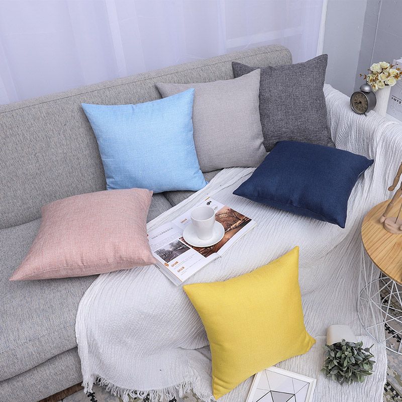 Solid Color Burlap Pillow Case Plain Covers Cushion Cover Shams