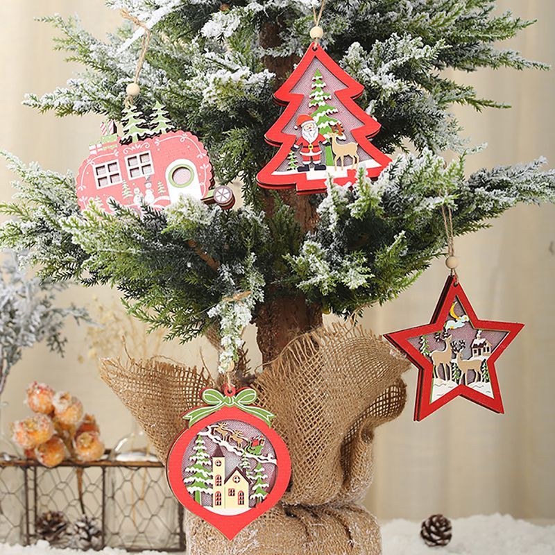 Led Light Up Wooden Decorative Hanging Ornaments For Indoor