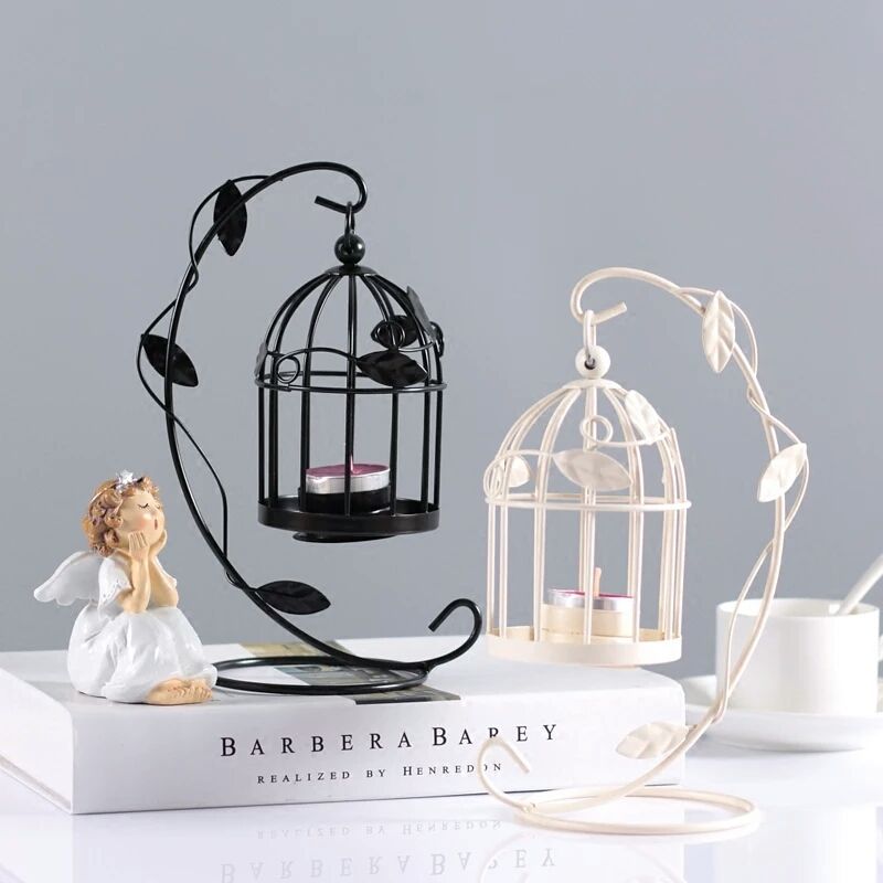 Vintage Glass Tea Light Candle Holder Wedding Table Decor Birdcage Lantern vbn