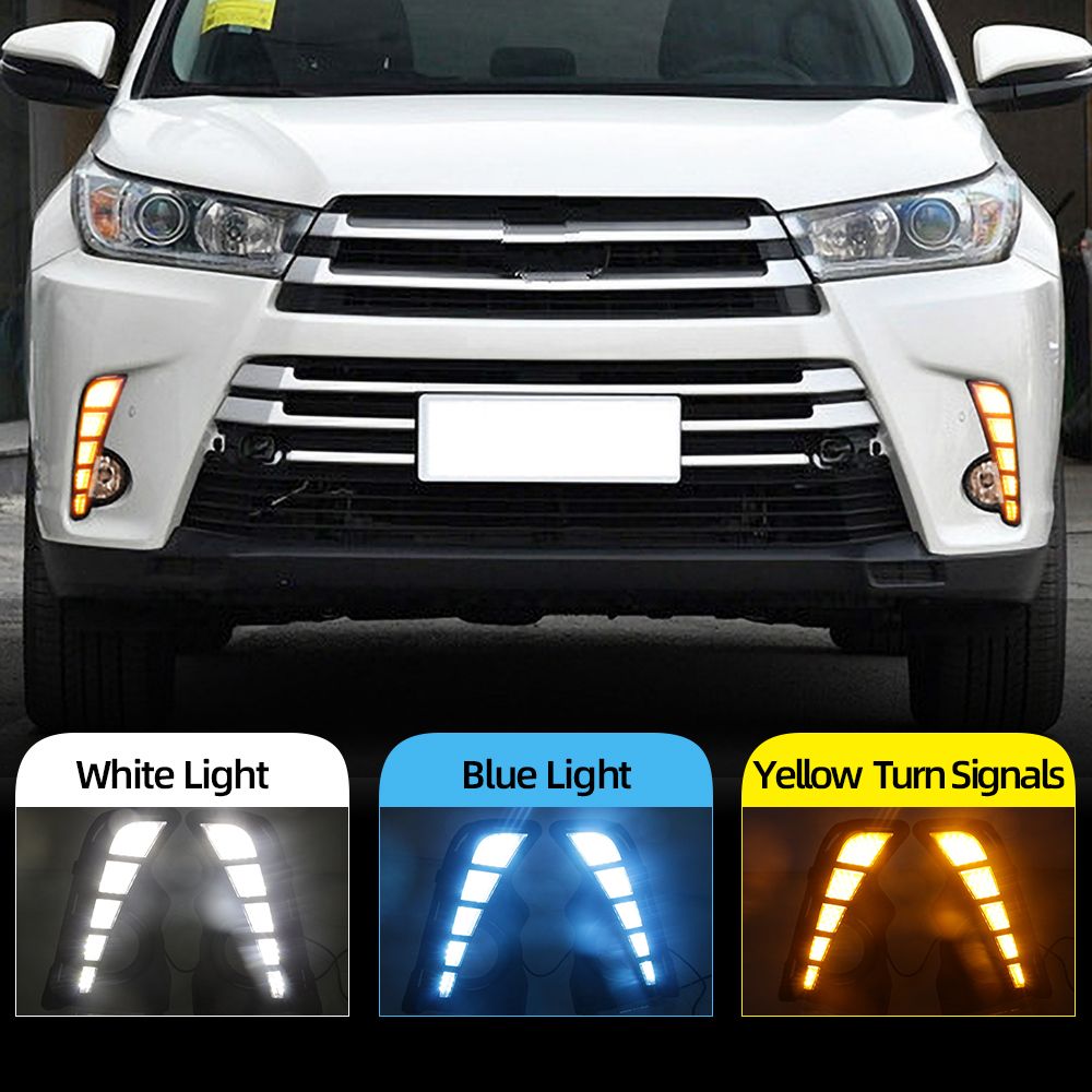 For 2018 2019 Toyota Highlander LED DRL Daytime Running Light/Front Fog Lights