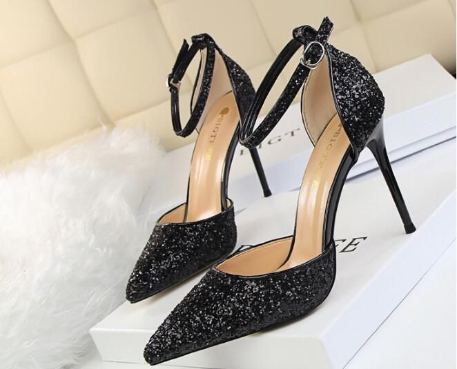 New Women Shoes Shallow Mouth Sequins High-heeled Shoes Fine Heel Wedding Shoes New Women Shoes Shallow Mouth Sequins High-heeled Shoes Fine Heel Wedding Shoes