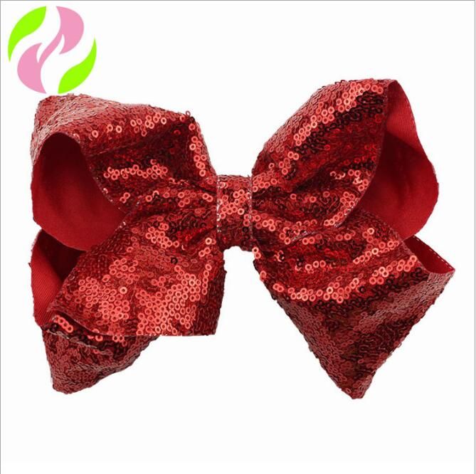 Jojo 20cm Baby Girls Sequins Hair Bows Hairpin Duckbill Clip Hair