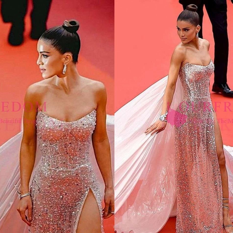 strapless fishtail sequin dress