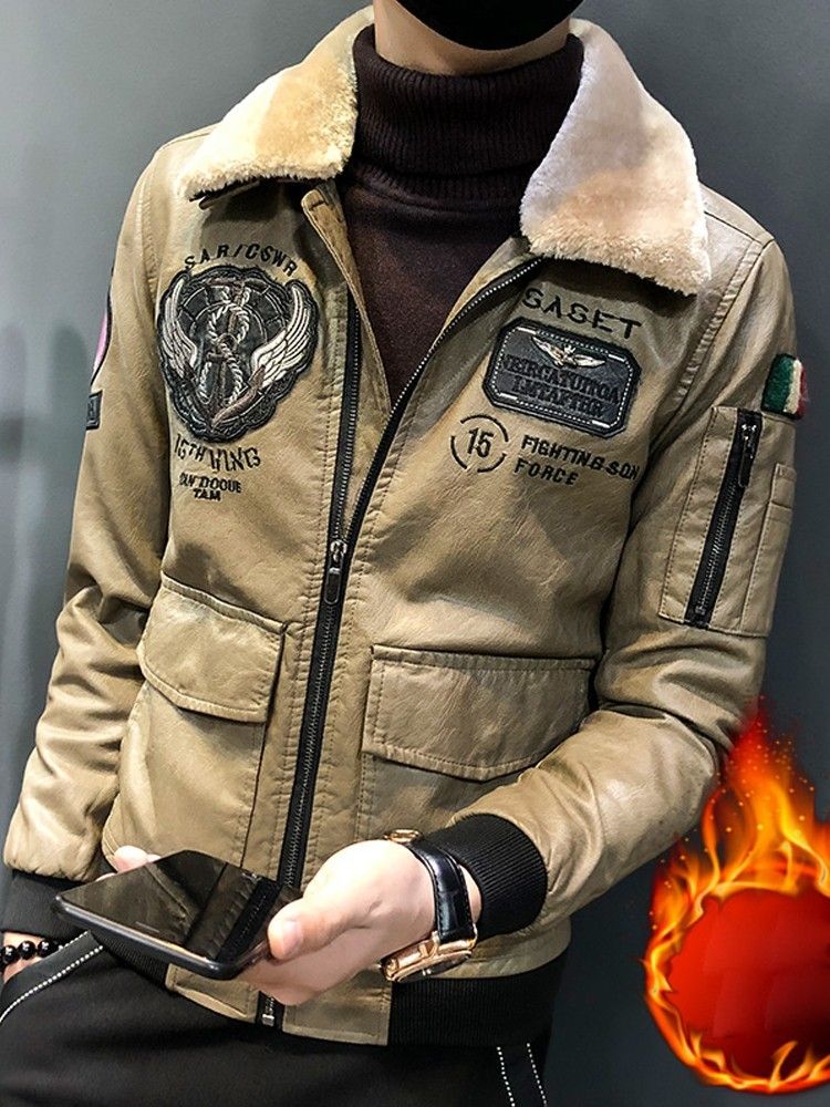 Piel de hombres Faux Fashion Winter Deri Mont Erkek Chaqueta Cuero Hombre Black Cuero