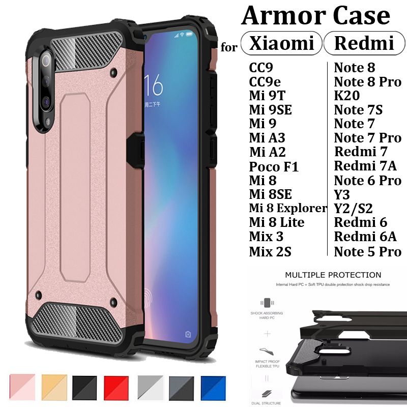Melhor E Mais Barato Cases Para Celulares 2 Em 1 À Prova De Choque Caso  Completa Body Armor Capa Protetora Para Xiaomi Mi CC9, CC9e, Mi T9, 9SE, Mi  9, Mi 8,