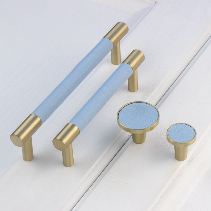 2019 Modern Brass Leather Gold Tbar Cabinet Kitchen Knobs And