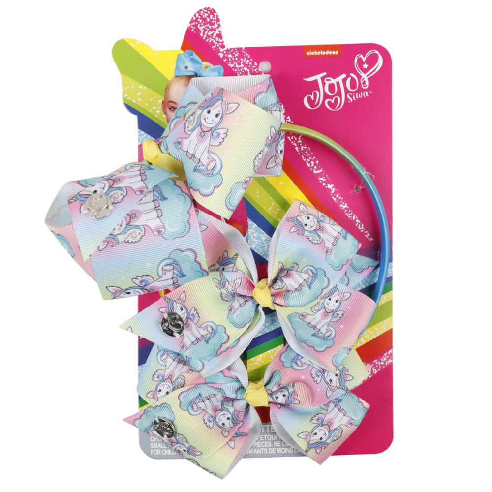 3 PCS//Set JOJO SIWA Girls Baby Bow Sequins Unicorn Printed Ribbon Bow Hair Clip