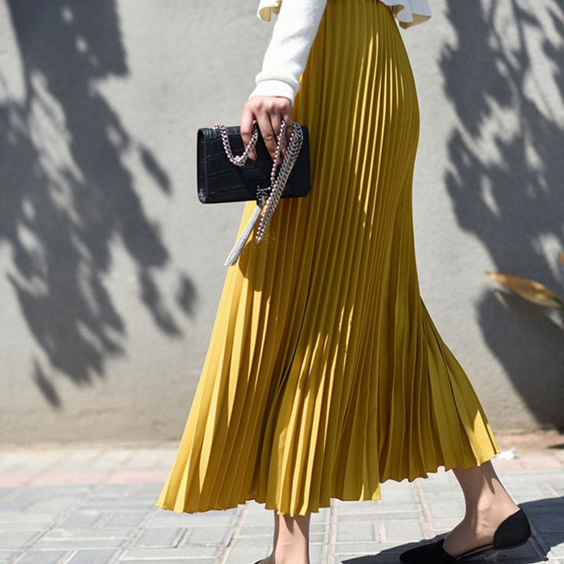 chiffon pleated maxi skirts
