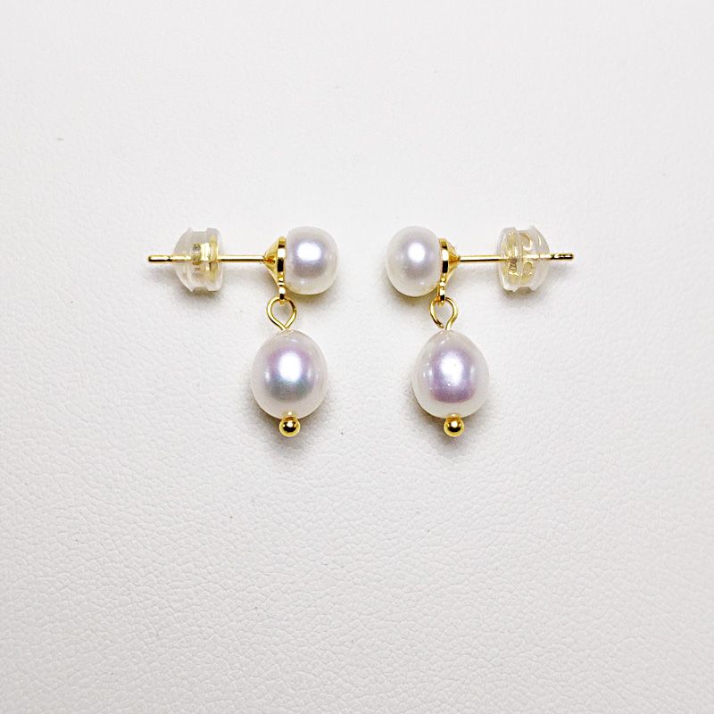 Women Fashion 18K Yellow Gold Plated Cute Pearl Earring Clips Drops Gifts 