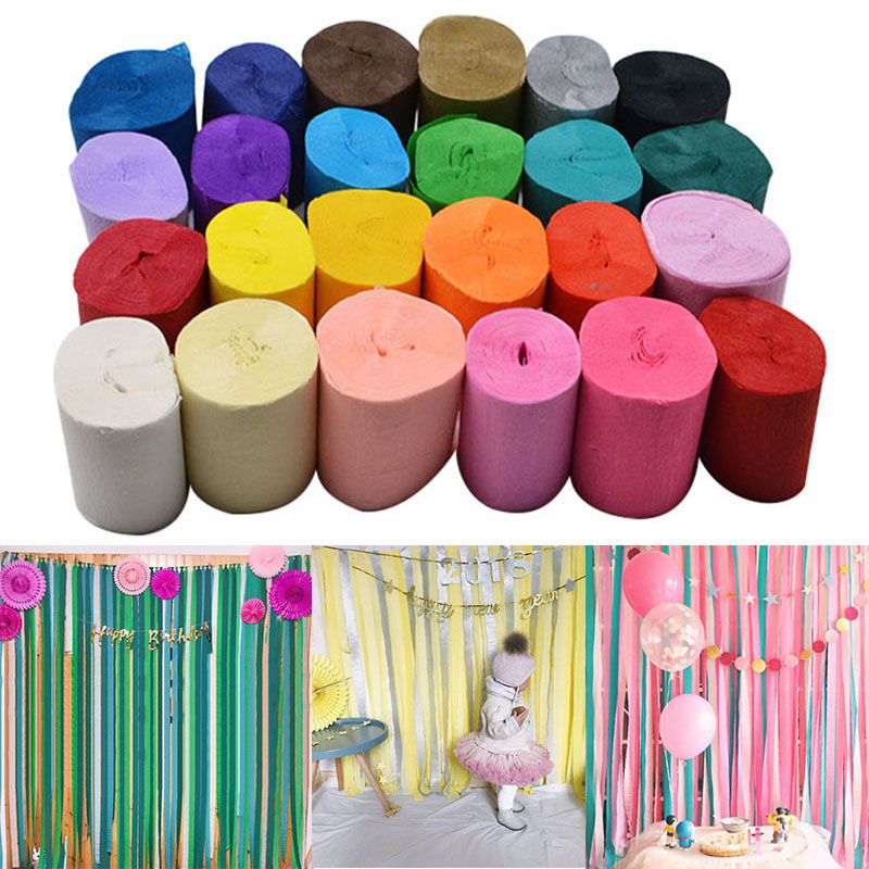 5cm 10 Meters Crepe Paper Streamers Tissue Paper Roll Flower Craft