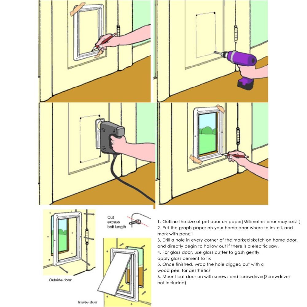 2019 Cat Flap Door Magnetic Pet Door Waterproof With 4 Way Locking