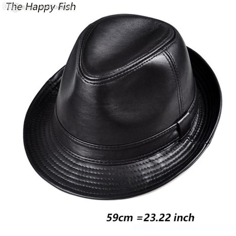 black leather trilby hat