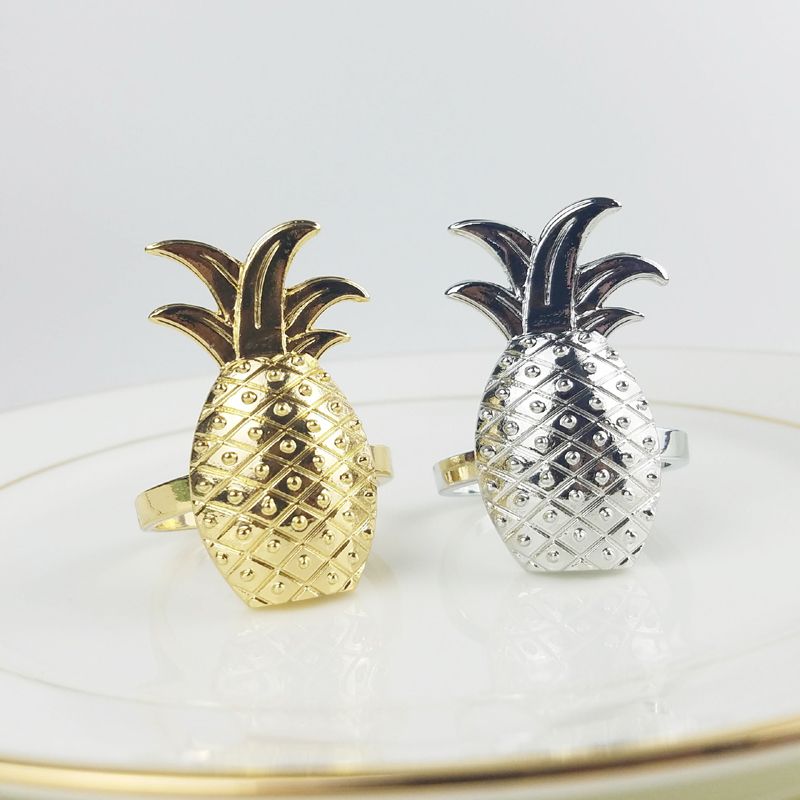 Abacaxi em forma de guardanapo de guardanapo de ouro tons de prata titular para casamentos decoração Abacaxi em forma de guardanapo de guardanapo de ouro tons de prata titular para casamentos decoração