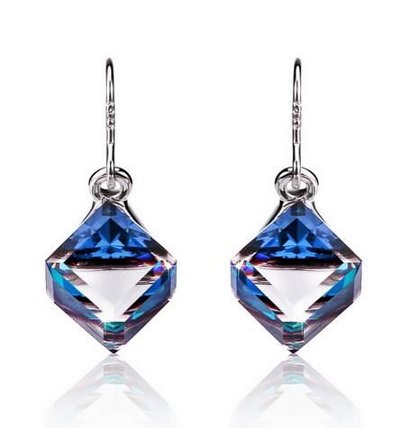 Fashion Argent Cristal Strass Diamant Dangle Boucles d'Oreilles Pendantes Bijoux Cadeau 