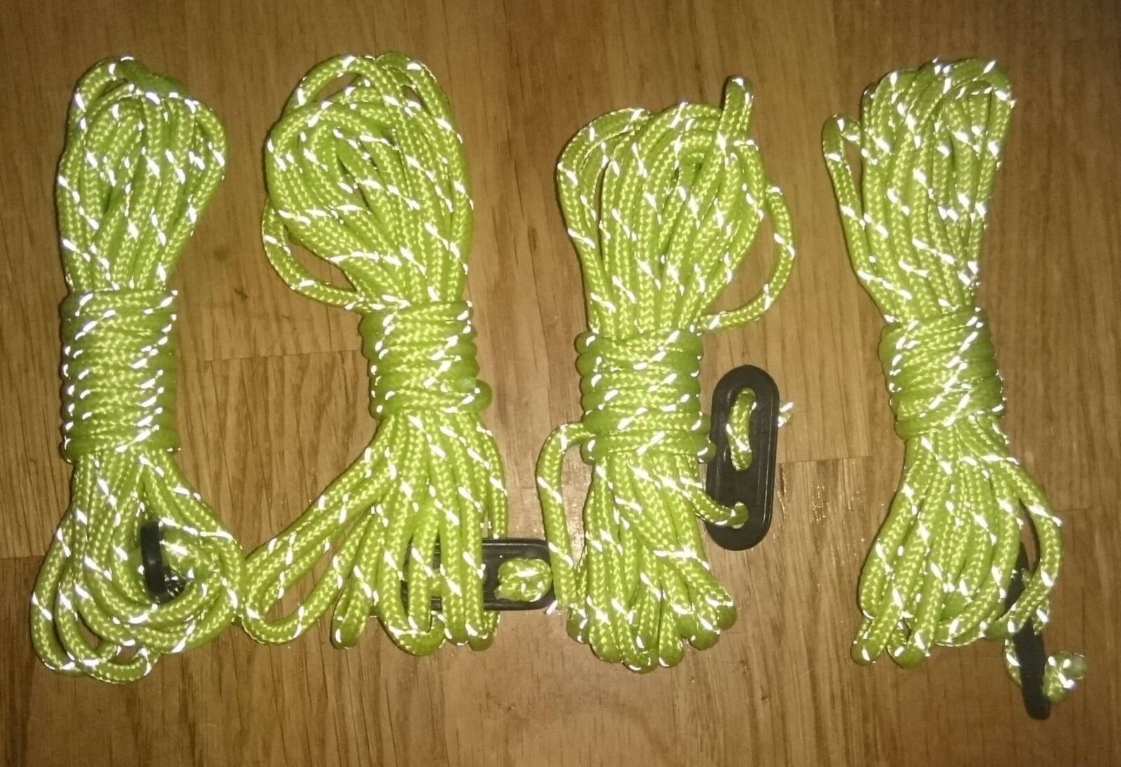 Zubehör 4x Hi Vis Yellow Guyline Tent Rope Runners Camping Guy Line