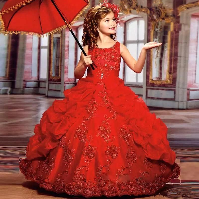 little girl red ball gowns