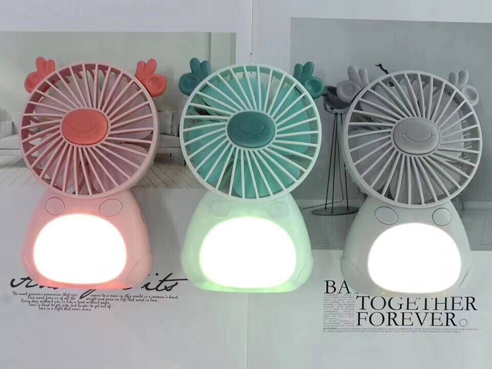 Usb Fan Cartoon Multi Function Deer Night Light Mini Cute Portable