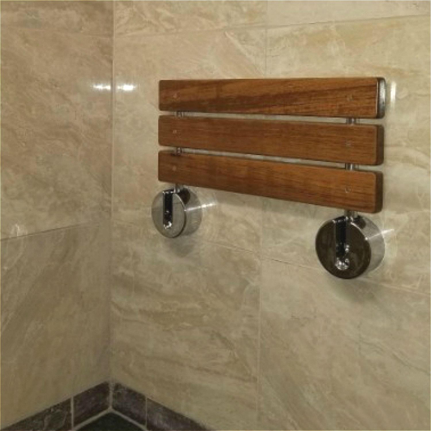2021 20 Modern Solid Teak Wood Folding Shower Seat Bench Brushed Wall Mounted Shower Bench