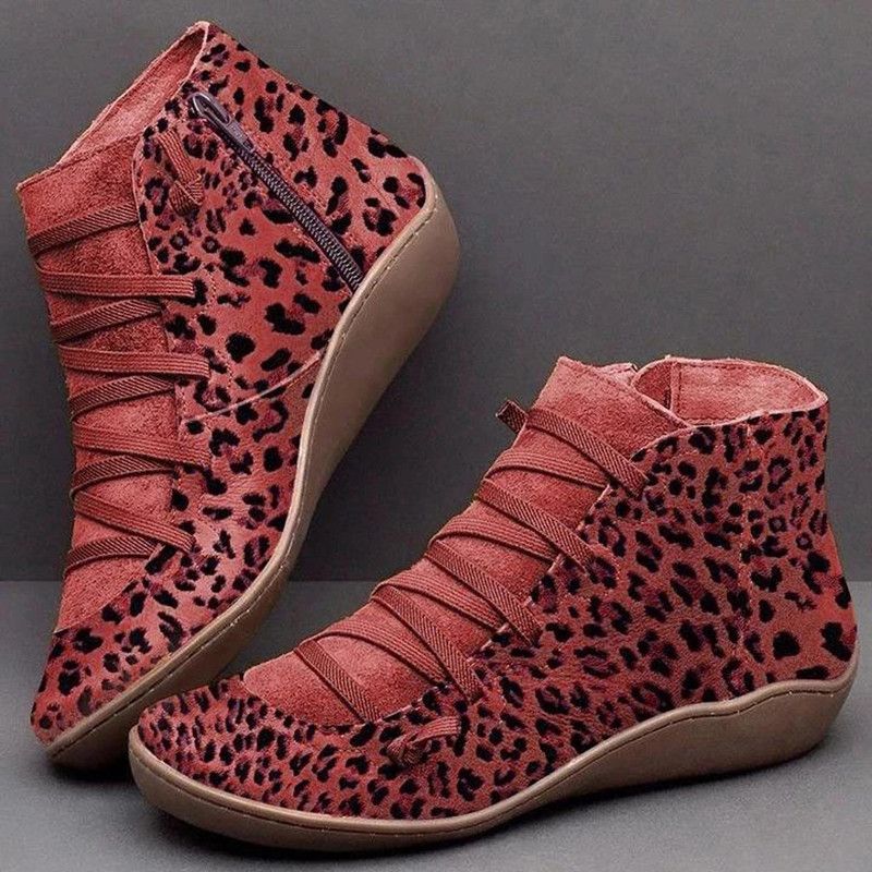 flat leopard booties