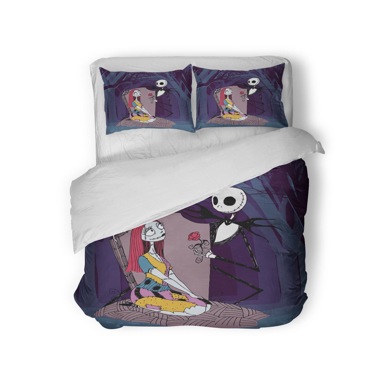 3d Nightmare Before Christmas Jack Sally Kids Bedding Set Duvet